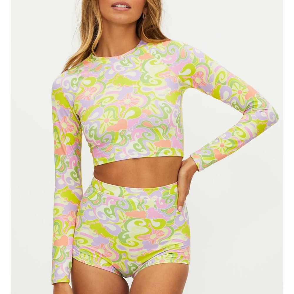 Beach Riot Multicolor Long Sleeve Swim Set